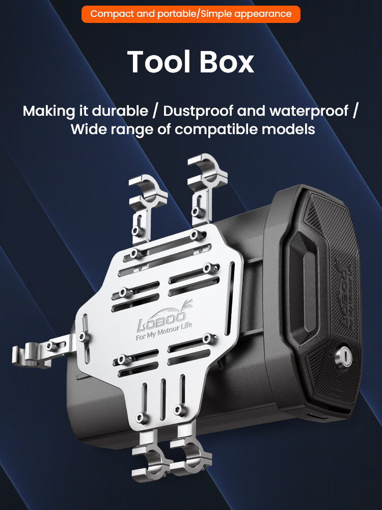 LOBOO Skrzynka na narzędzia 2,3L (pojemnik, narzędziówka) z płytą montażową, montowana do uchwytów kufrów bocznych