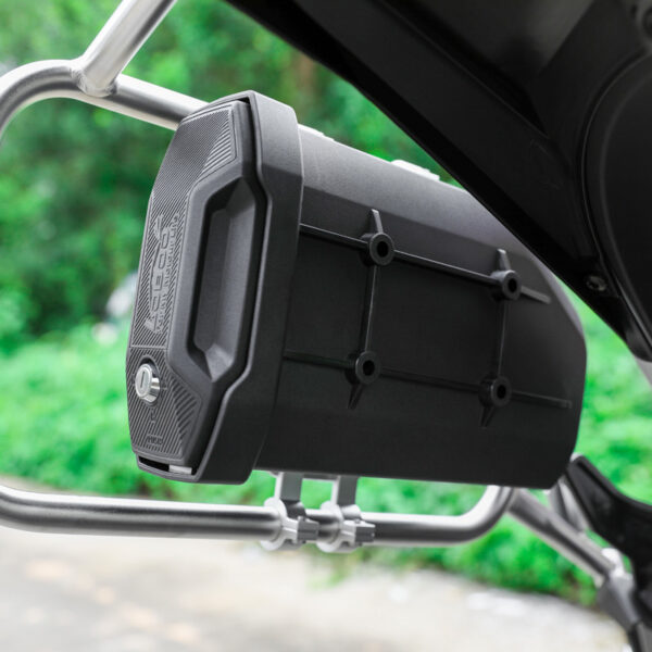 LOBOO Skrzynka na narzędzia 2,3L (pojemnik, narzędziówka) z płytą montażową, montowana do uchwytów kufrów bocznych