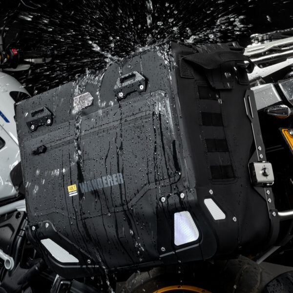 LOBOO Sakwy boczne WANDERER, materiał TPU, wodoodporne IPX6M, magnetyczne zapięcie, zamek, system MOLLE, czarne,1 zestaw - 2 szt