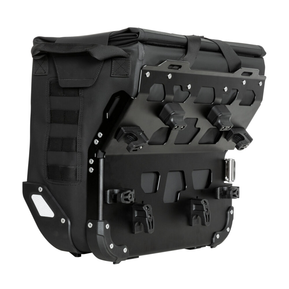 LOBOO Sakwy boczne WANDERER, materiał TPU, wodoodporne IPX6M, magnetyczne zapięcie, zamek, system MOLLE, czarne,1 zestaw - 2 szt