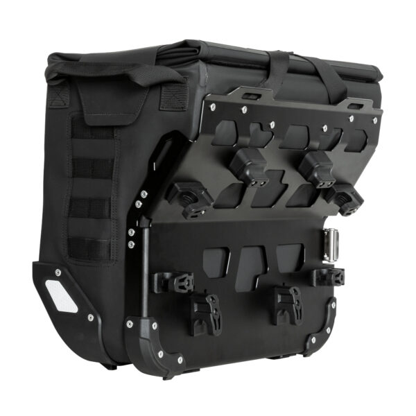 LOBOO Sakwy boczne WANDERER, materiał TPU, wodoodporne IPX6M, magnetyczne zapięcie, zamek, system MOLLE, czarne,1 zestaw - 2 szt