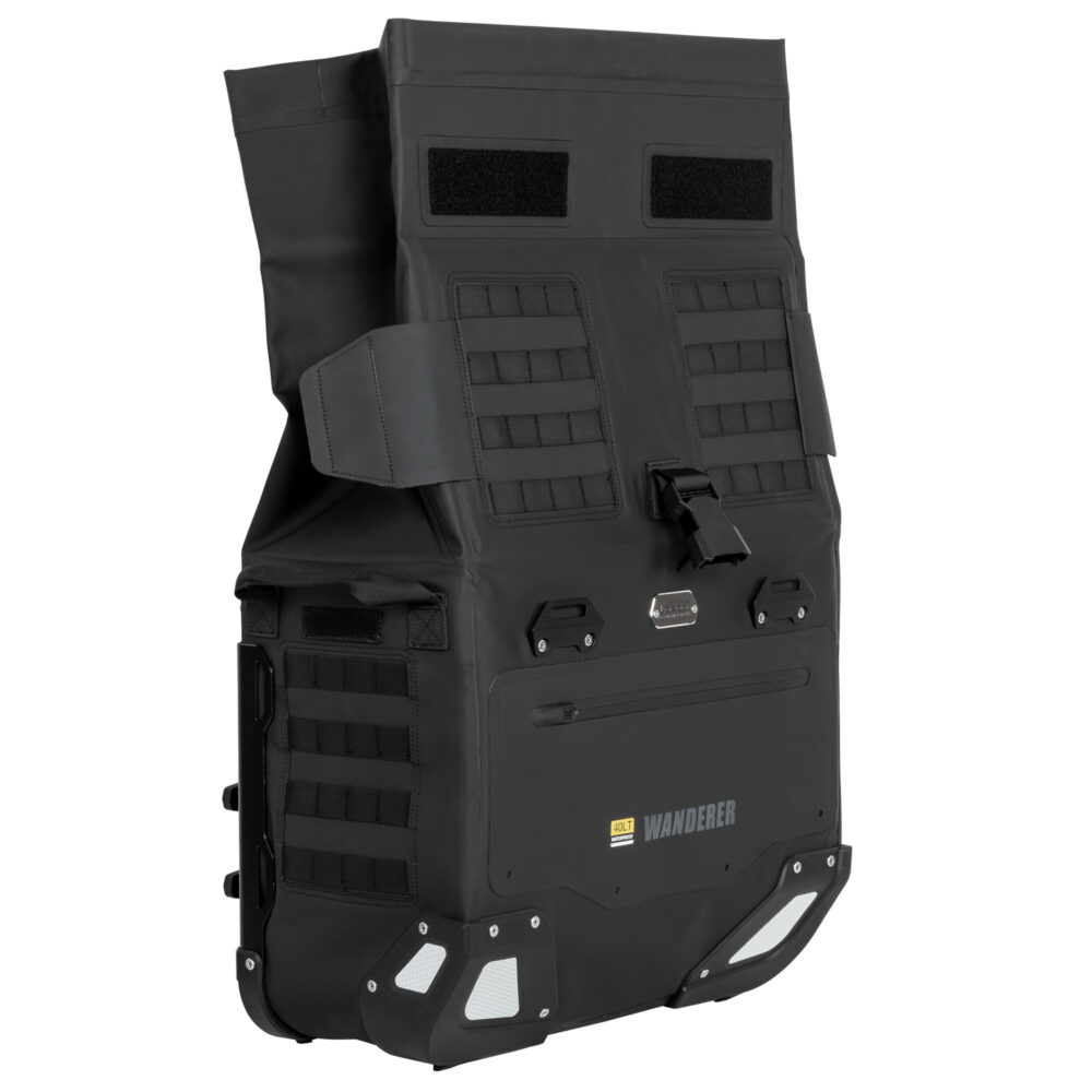 LOBOO Sakwy boczne WANDERER, materiał TPU, wodoodporne IPX6M, magnetyczne zapięcie, zamek, system MOLLE, czarne,1 zestaw - 2 szt