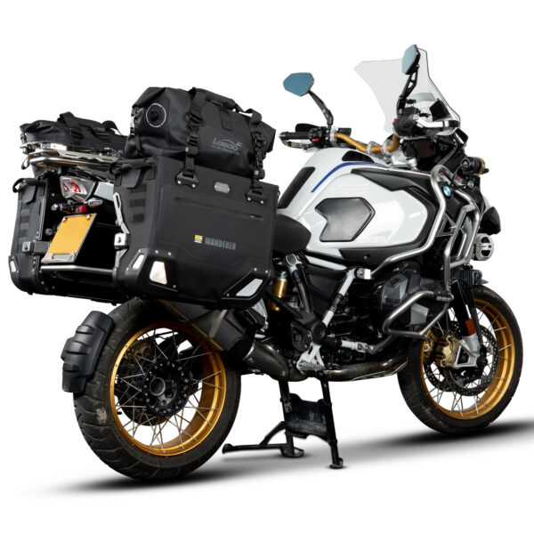 LOBOO Sakwy boczne WANDERER, materiał TPU, wodoodporne IPX6M, magnetyczne zapięcie, zamek, system MOLLE, czarne,1 zestaw - 2 szt