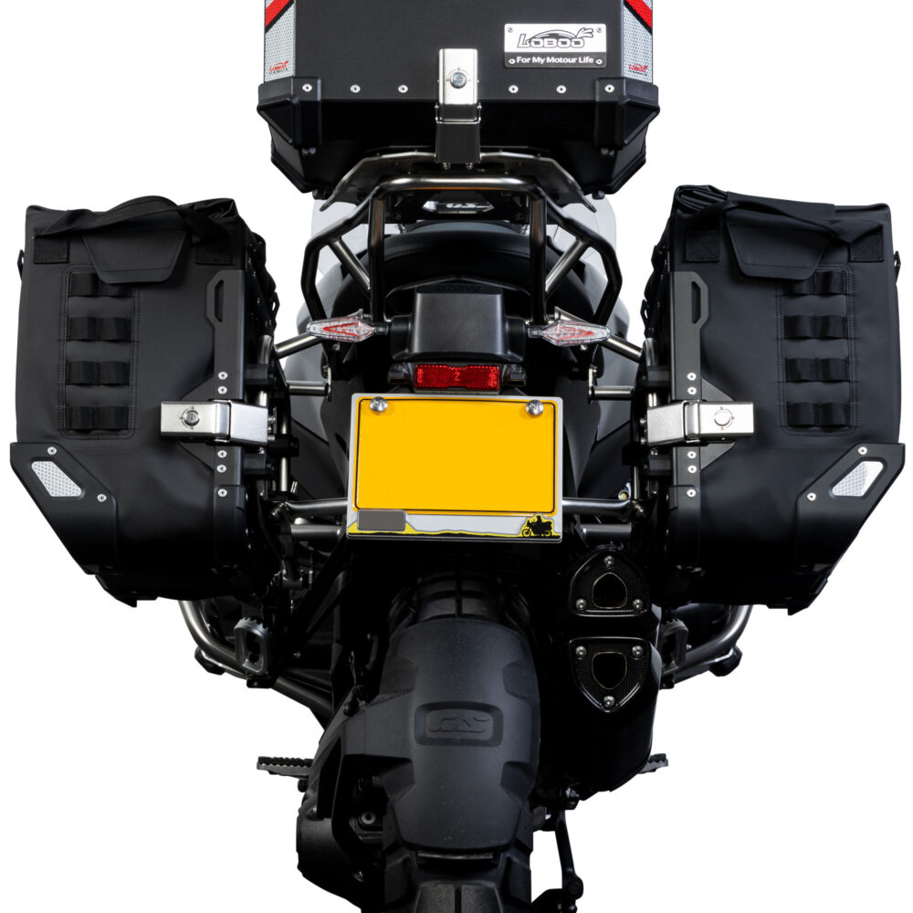 LOBOO Sakwy boczne WANDERER, materiał TPU, wodoodporne IPX6M, magnetyczne zapięcie, zamek, system MOLLE, czarne,1 zestaw - 2 szt