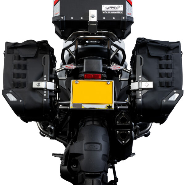 LOBOO Sakwy boczne WANDERER, materiał TPU, wodoodporne IPX6M, magnetyczne zapięcie, zamek, system MOLLE, czarne,1 zestaw - 2 szt