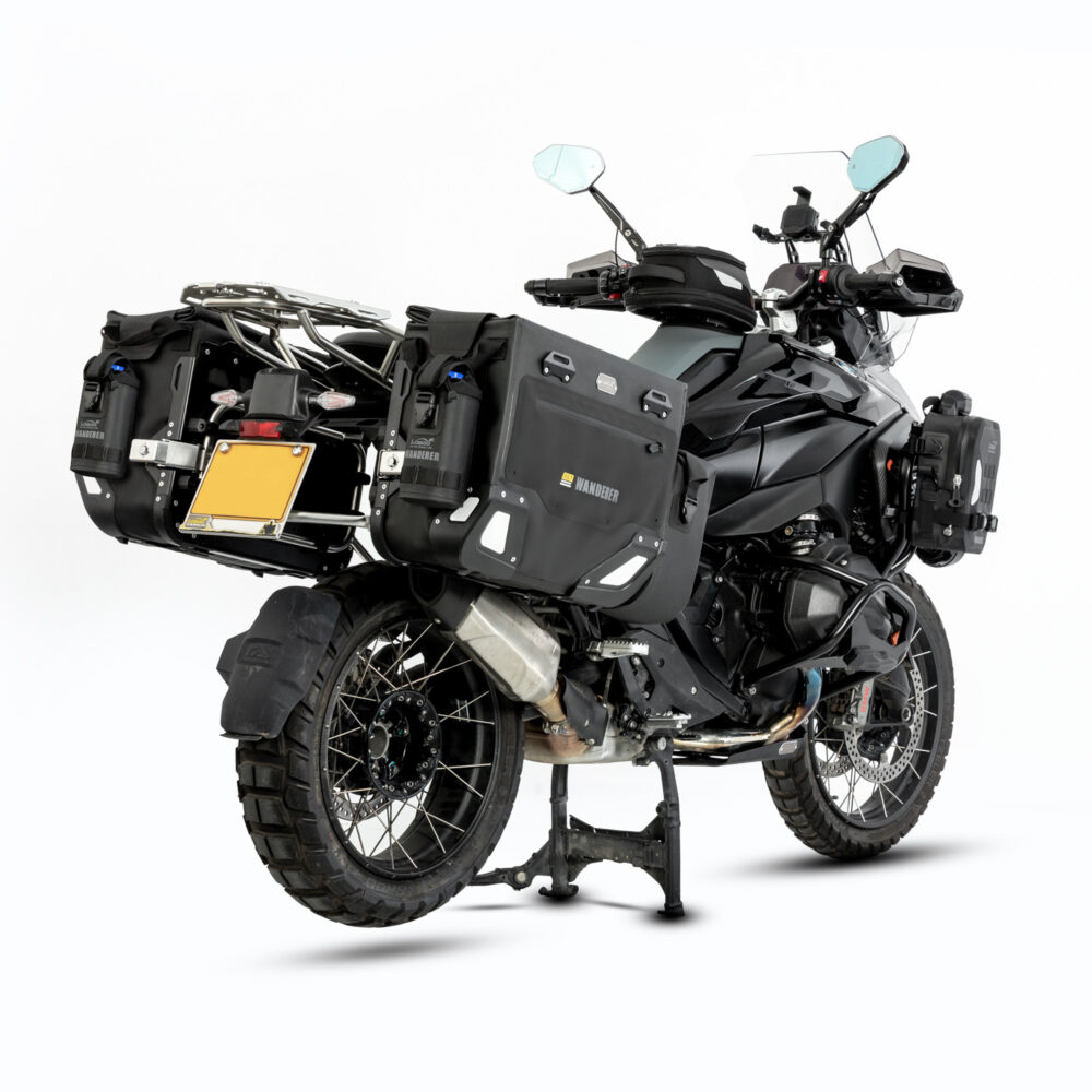 LOBOO Sakwy boczne WANDERER, materiał TPU, wodoodporne IPX6M, magnetyczne zapięcie, zamek, system MOLLE, czarne,1 zestaw - 2 szt