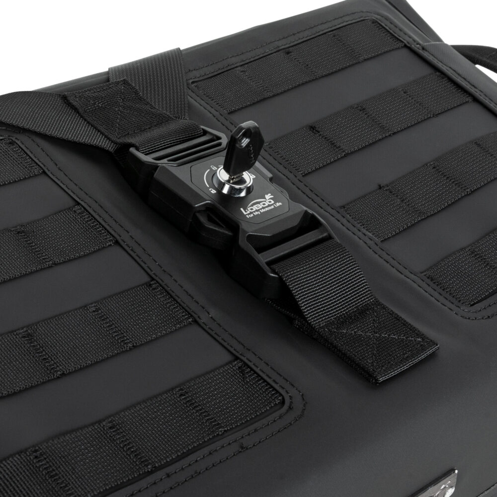 LOBOO Sakwy boczne WANDERER, materiał TPU, wodoodporne IPX6M, magnetyczne zapięcie, zamek, system MOLLE, czarne,1 zestaw - 2 szt