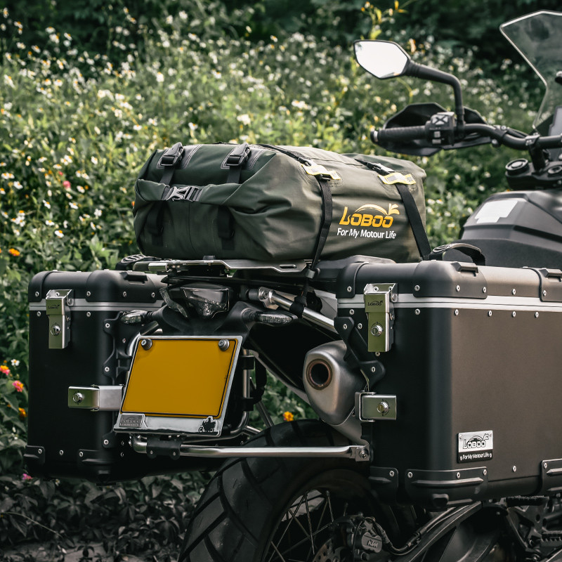 LOBOO Torba motocyklowa TPU Składana / rozszerzalna wodoodporna 30L czarna