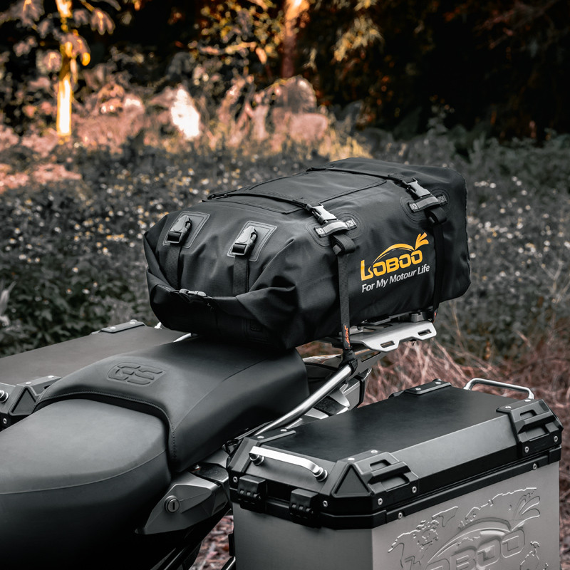 LOBOO Torba motocyklowa TPU Składana / rozszerzalna wodoodporna 30L czarna