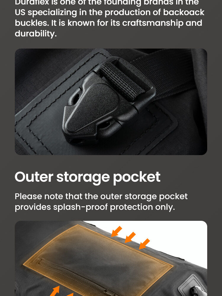 LOBOO Torba motocyklowa TPU Składana / rozszerzalna wodoodporna 30L czarna