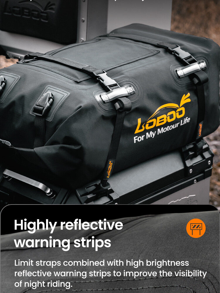 LOBOO Torba motocyklowa TPU Składana / rozszerzalna wodoodporna 30L czarna