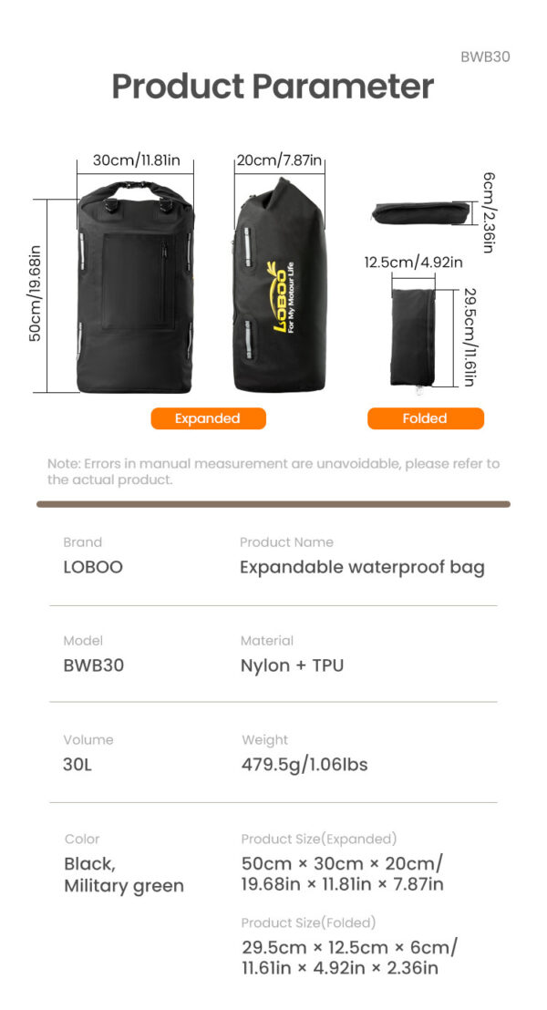 loboo-skladana-rozszerzalna-torba-wodoodporna-30l-zielona LOBOO Torba motocyklowa TPU Składana / rozszerzalna wodoodporna 30L zielona