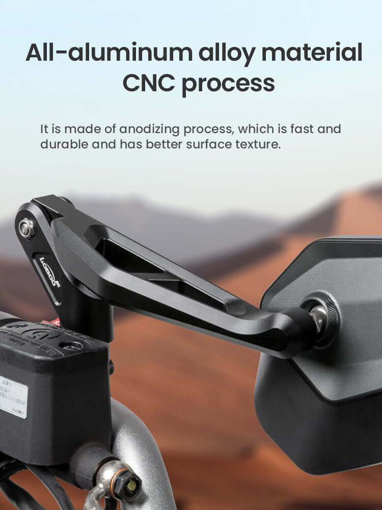 LOBOO Składane lusterka wsteczne czarne (para), aluminium, CNC