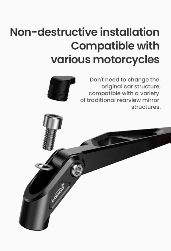 LOBOO Składane lusterka wsteczne czarne (para), aluminium, CNC