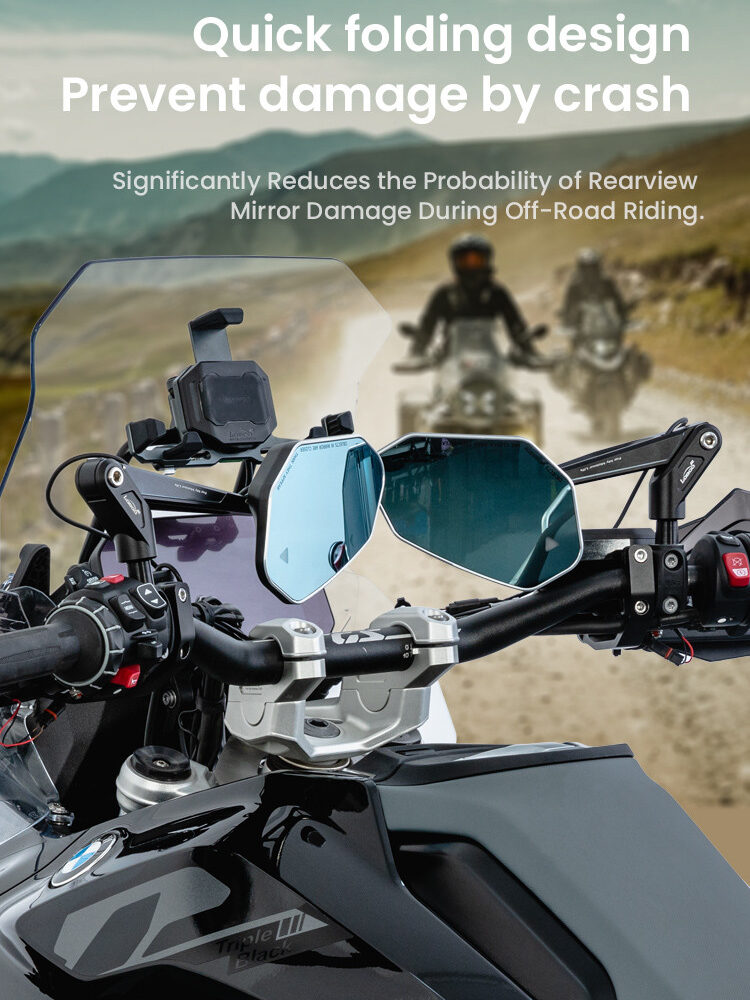 LOBOO Składane lusterka wsteczne (para), czujniki ultradźwiekowe SVA, aluminium, CNC