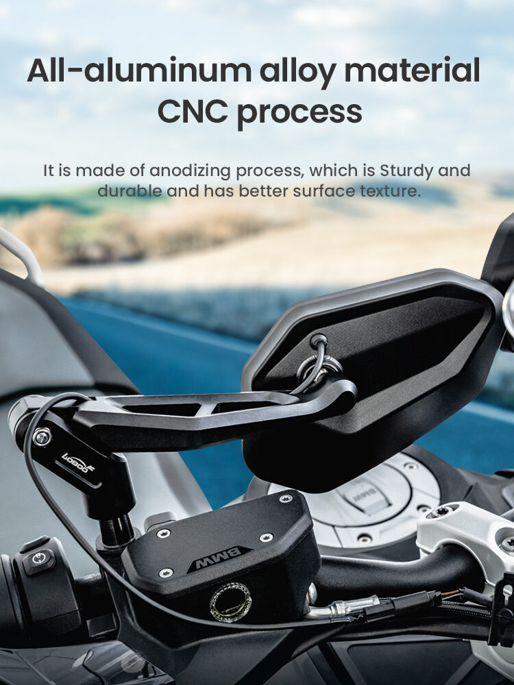 LOBOO Składane lusterka wsteczne (para), czujniki ultradźwiekowe SVA, aluminium, CNC