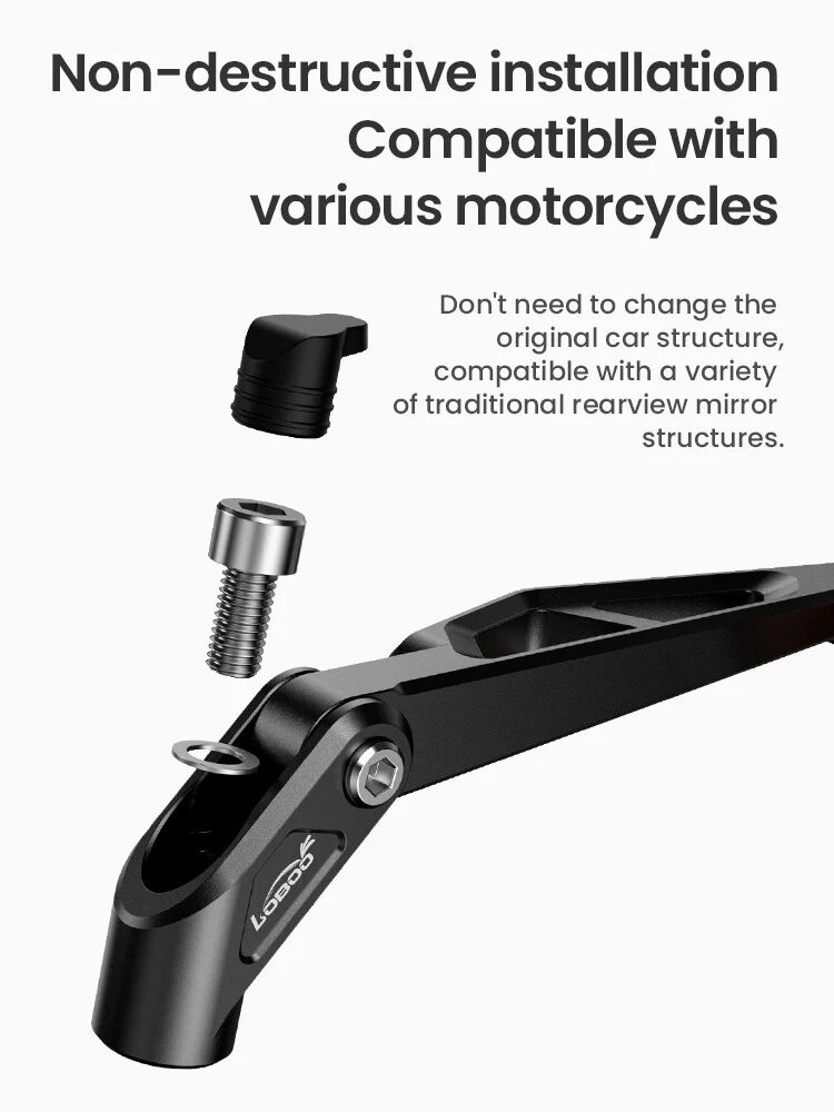 LOBOO Składane lusterka wsteczne (para), aluminium, CNC