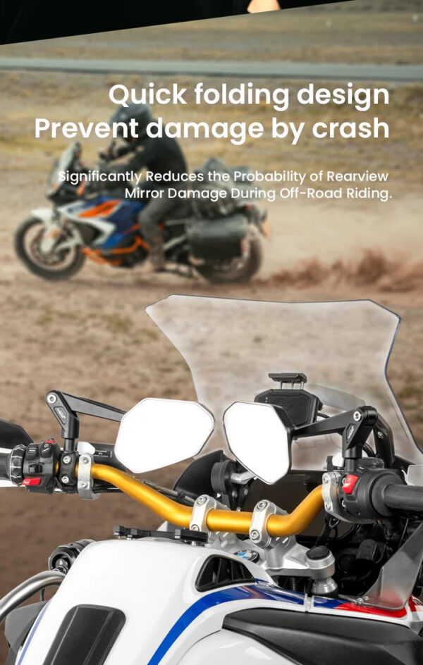 LOBOO Składane lusterka wsteczne srebrne (para), aluminium, CNC