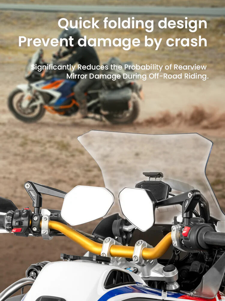 LOBOO Składane lusterka wsteczne srebrne (para), aluminium, CNC