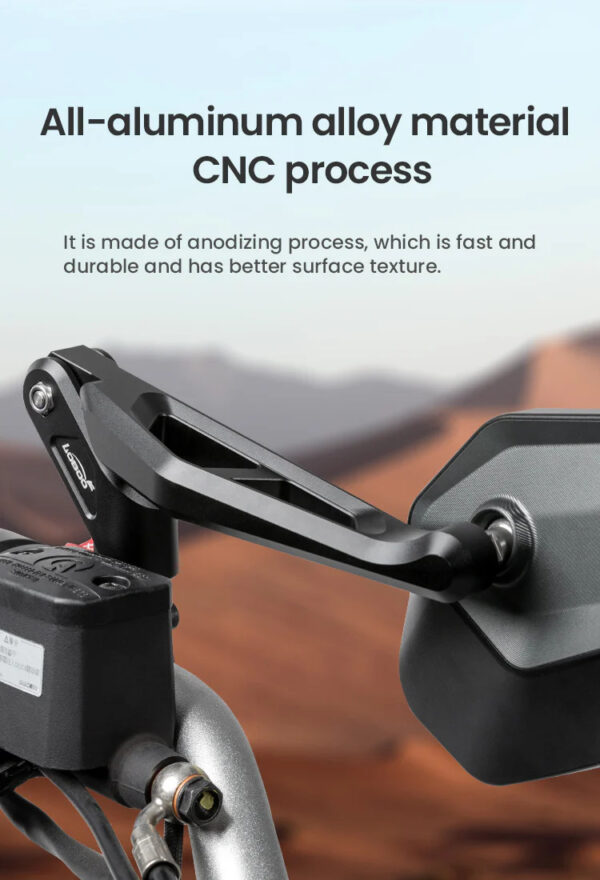 LOBOO Składane lusterka wsteczne srebrne (para), aluminium, CNC