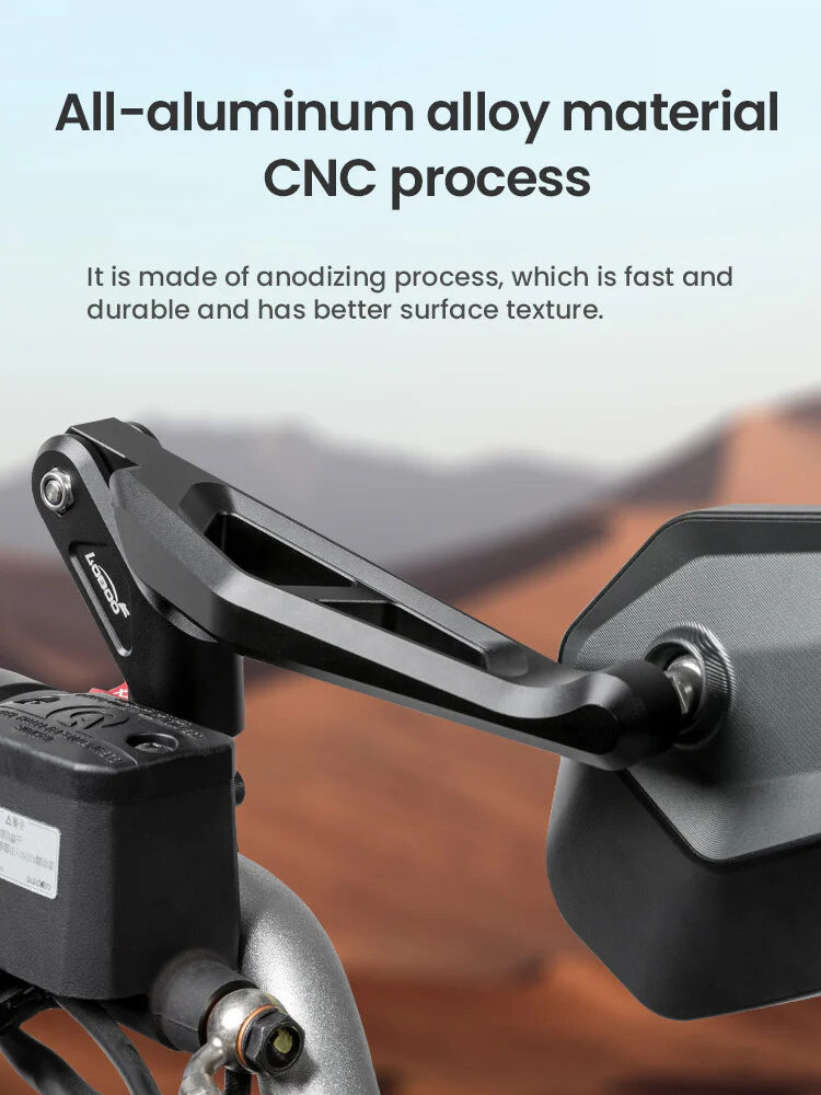 LOBOO Składane lusterka wsteczne srebrne (para), aluminium, CNC