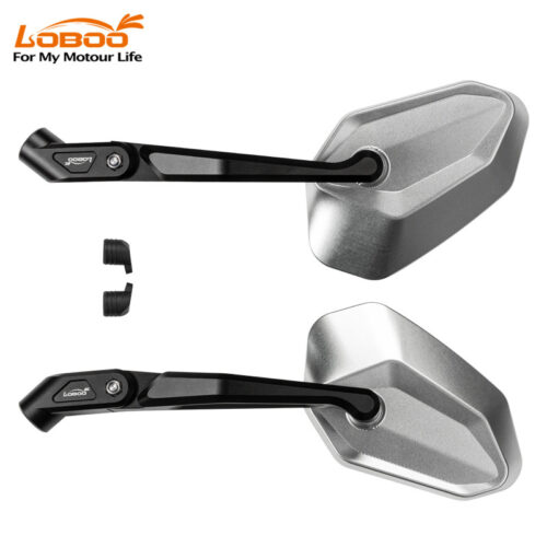 LOBOO Składane lusterka wsteczne srebrne (para), aluminium, CNC