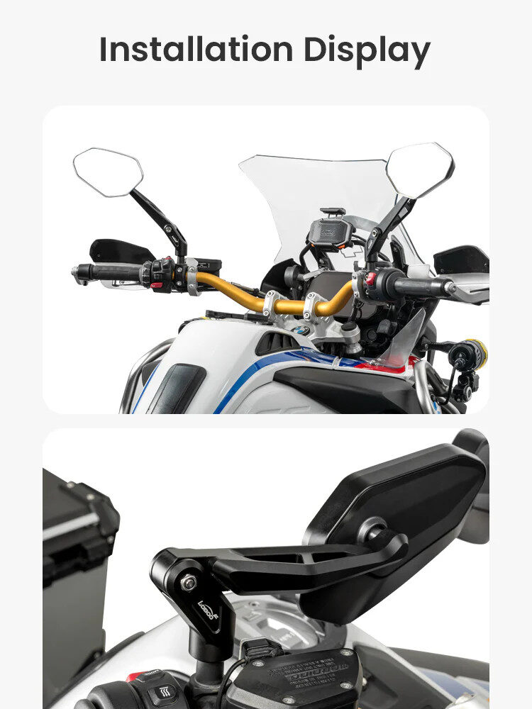 LOBOO Składane lusterka wsteczne srebrne (para), aluminium, CNC