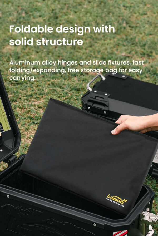 LOBOO Składany blat stołu do kufrów bocznych - aluminium
