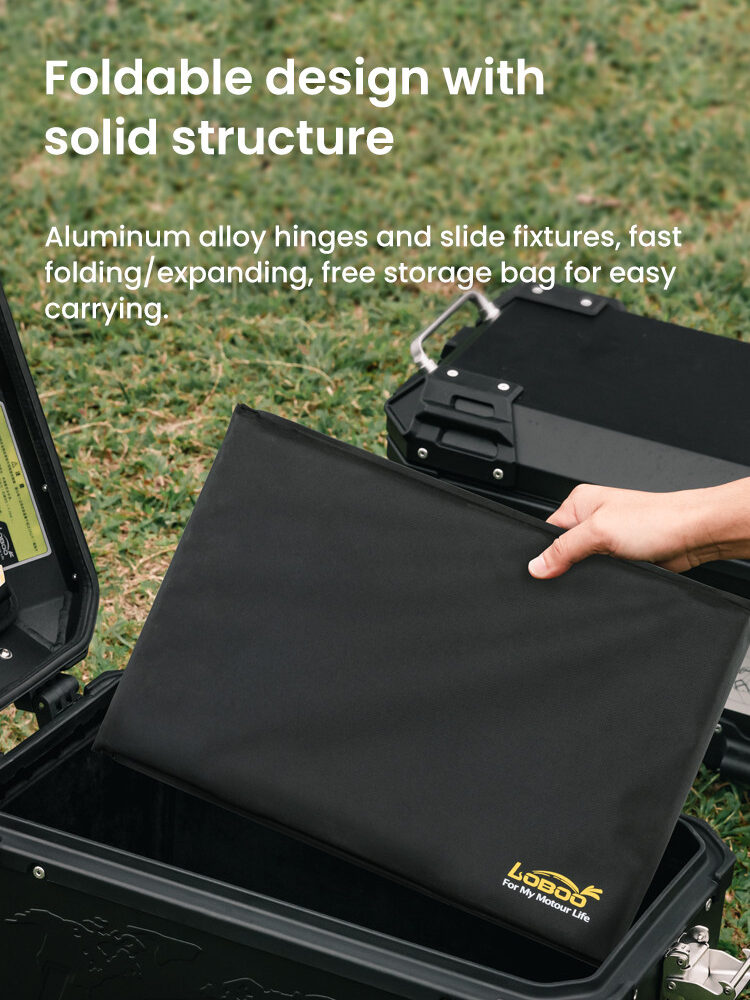 LOBOO Składany blat stołu do kufrów bocznych - aluminium