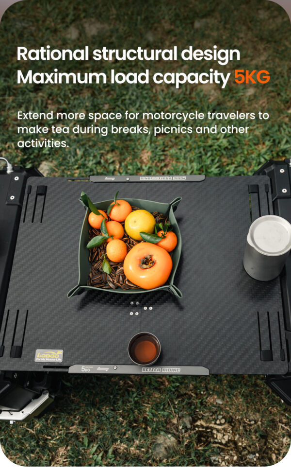 LOBOO Składany blat stołu do kufrów bocznych - aluminium