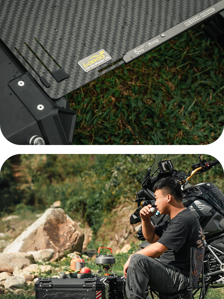 LOBOO Składany blat stołu do kufrów bocznych - aluminium