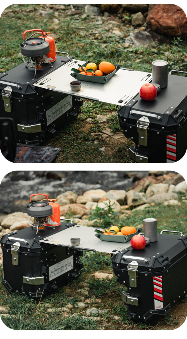 LOBOO Składany blat stołu do kufrów bocznych - aluminium