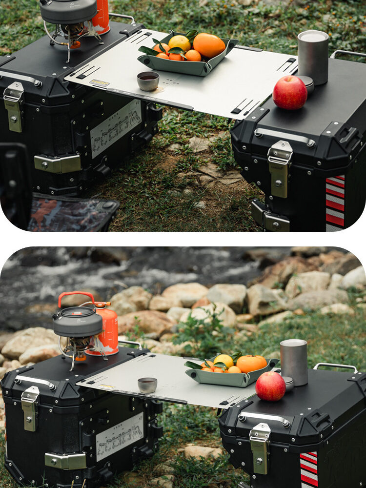 LOBOO Składany blat stołu do kufrów bocznych - aluminium