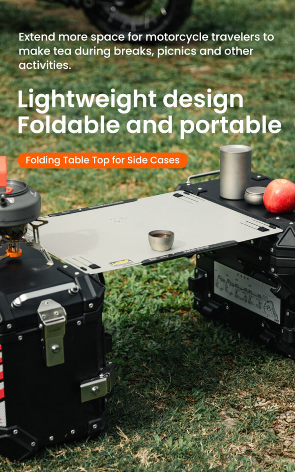 LOBOO Składany blat stołu do kufrów bocznych - aluminium