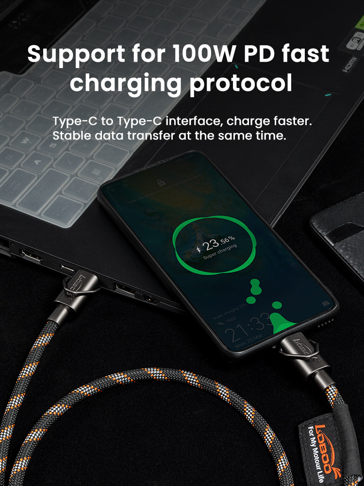 LOBOO Smycz/kabel do ładowania USB-C 100W