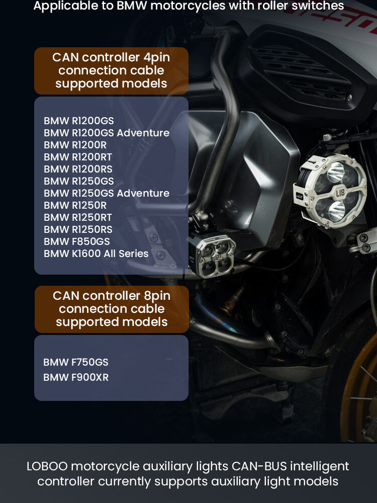 LOBOO Sterownik reflektorów motocyklowych BMW CAN-BUS, Plug & Play, IP68
