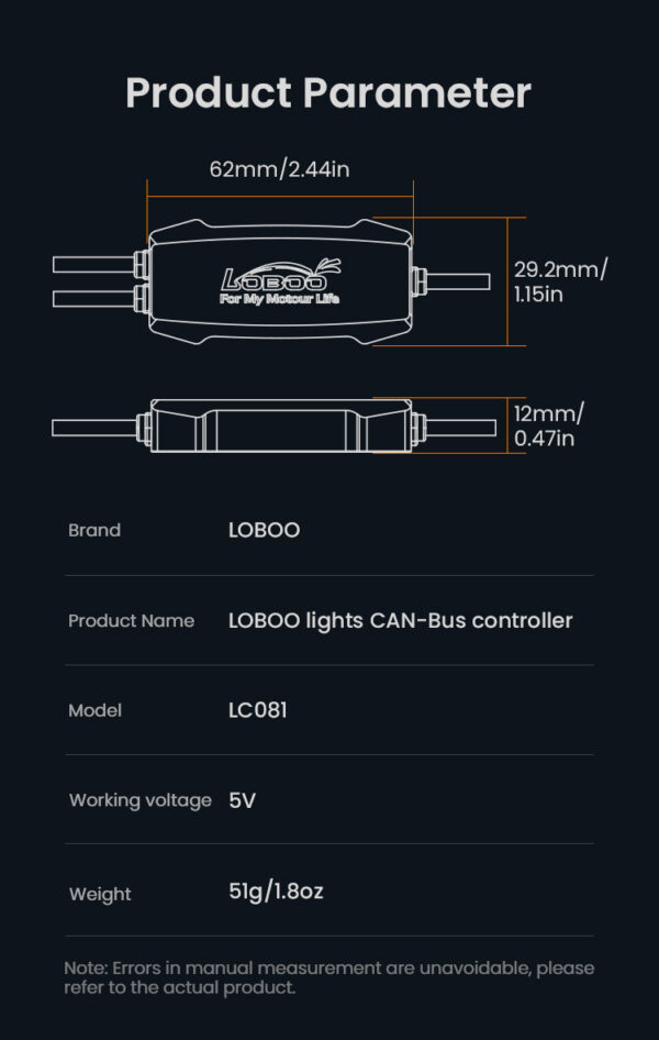 LOBOO Sterownik reflektorów motocyklowych BMW CAN-BUS, Plug & Play, IP68