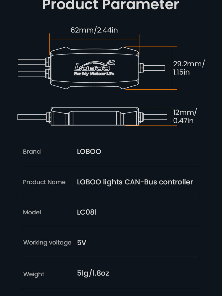 LOBOO Sterownik reflektorów motocyklowych BMW CAN-BUS, Plug & Play, IP68