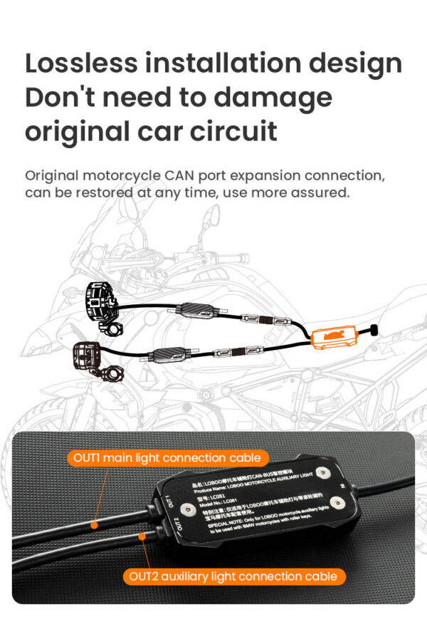 LOBOO Sterownik reflektorów motocyklowych BMW CAN-BUS, Plug & Play, IP68