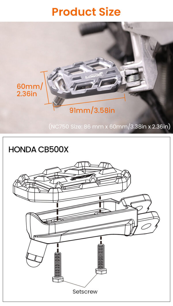 LOBOO Szerokie podnóżki do HONDA CB500X (2014-)
