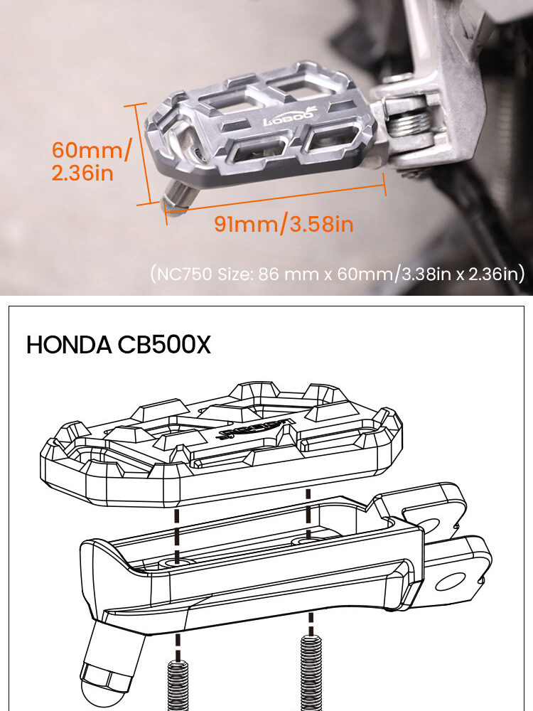 LOBOO Szerokie podnóżki do HONDA CB500X (2014-)