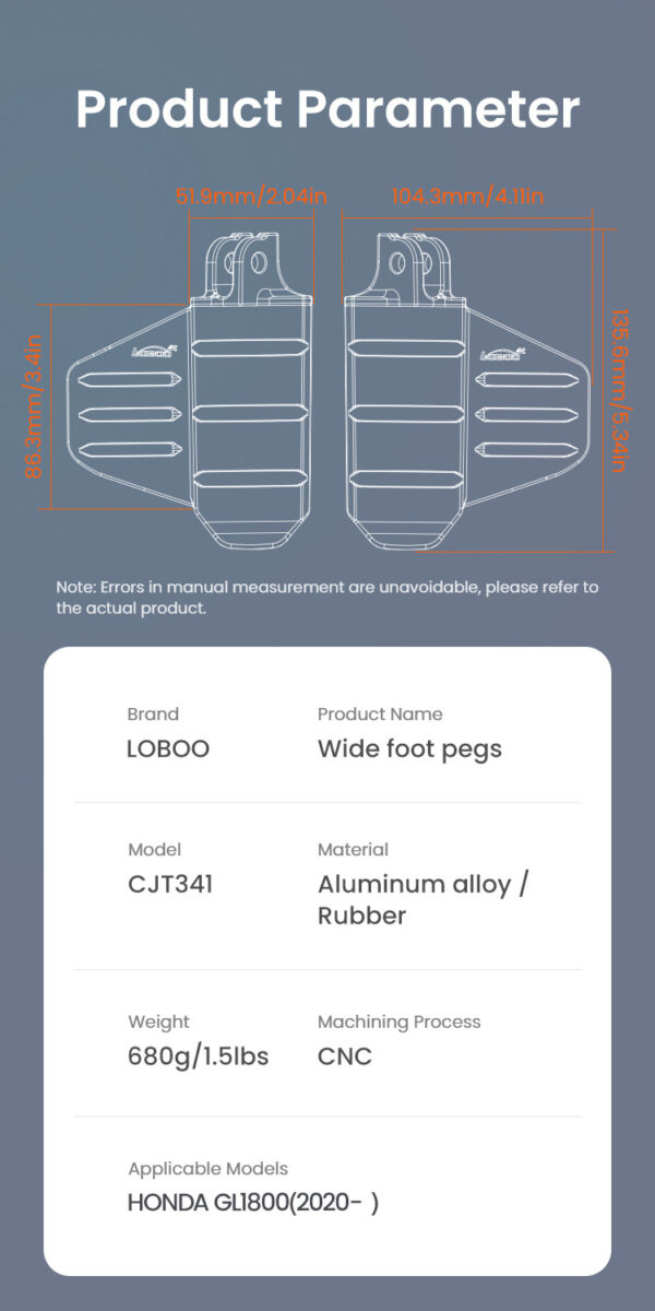 LOBOO Szerokie podnóżki do HONDA GL1800 (2020-)