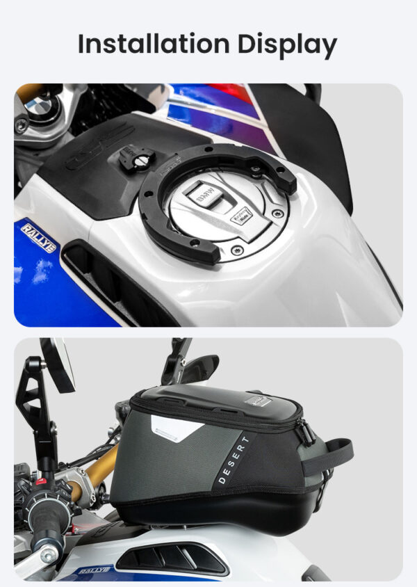 LOBOO Tank Bag z funkcją szybkiego demontażu z kotwy magnetycznej, regulacja montażu w zakresie 110mm, 10L, czarny/szary