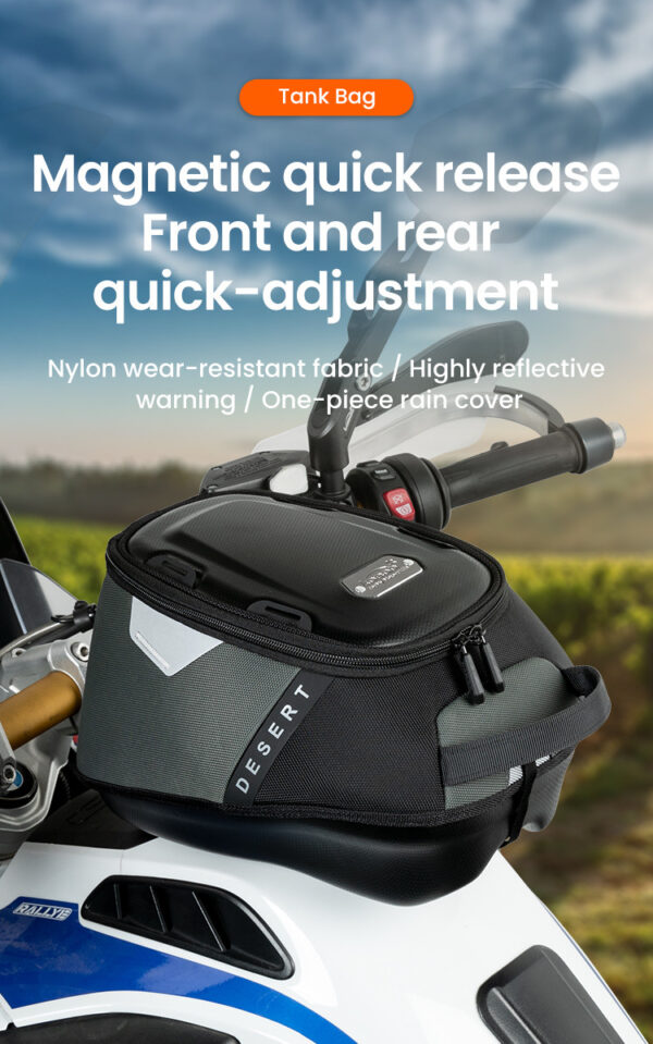 LOBOO Tank Bag z funkcją szybkiego demontażu z kotwy magnetycznej, regulacja montażu w zakresie 110mm, 10L, czarny/szary