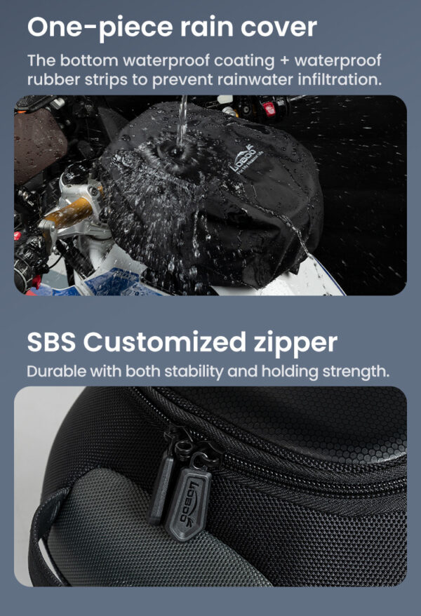 LOBOO Tank Bag z funkcją szybkiego demontażu z kotwy magnetycznej, regulacja montażu w zakresie 110mm, 10L, czarny/szary