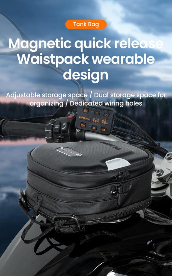 loboo-tank-bag-25-35l LOBOO Tank bag z funkcją szybkiego demontażu z kotwy magnetycznej, regulacja montażu 110mm, pojemność 2,5-3,5L, czarny