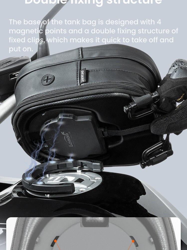 LOBOO Tank bag z funkcją szybkiego demontażu z kotwy magnetycznej, regulacja montażu w zakresie 110mm, rozszerzany w zakresie 2,5