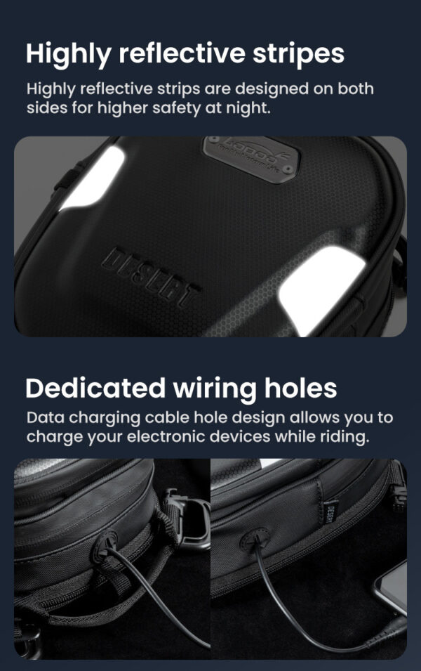 LOBOO Tank bag z funkcją szybkiego demontażu z kotwy magnetycznej, regulacja montażu w zakresie 110mm, rozszerzany w zakresie 2,5