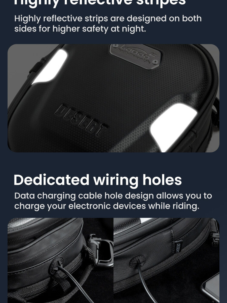 LOBOO Tank bag z funkcją szybkiego demontażu z kotwy magnetycznej, regulacja montażu w zakresie 110mm, rozszerzany w zakresie 2,5