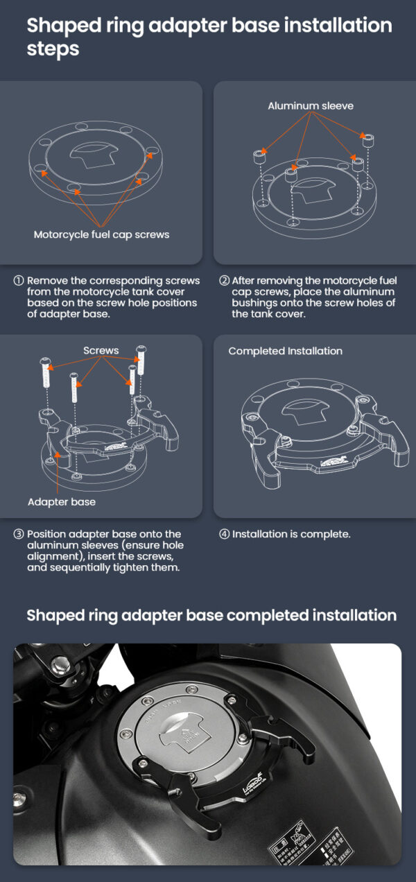 LOBOO Tank bag z funkcją szybkiego demontażu z kotwy magnetycznej, regulacja montażu w zakresie 110mm, rozszerzany w zakresie 2,5